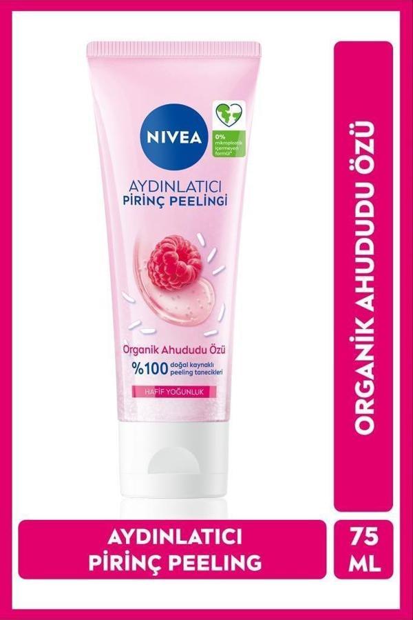 Aydınlatıcı Pirinç Yüz Peelingi 75ml, Organik Ahududu Özü, Ölü Deri Arındırıcı, Kuru ve Hassas Cilt - Image 1