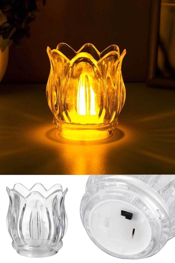 Andia Dekoratif Pilli Gün Işığı Led Lale Mum 7 Cm X 3 Adet - Image 1