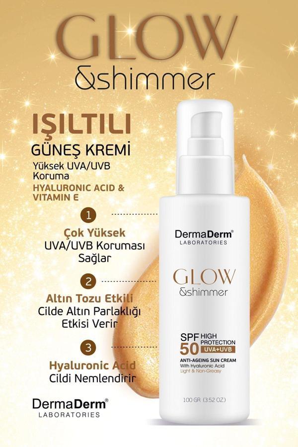 Dermaderm Glow Yüz Ve Vücut İçin Işıltılı Simli Güneş Kremi Spf 50 Uva/Uvb - Image 1