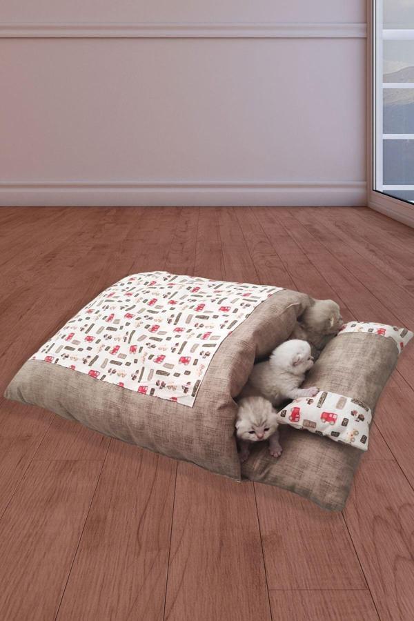 Andia El Yapımı Japon Tarzı Evcil Kedi Köpek Uyku Tulumu Yuva Tatami Yatak Yastık 65X50 Cm L Beden - Image 1