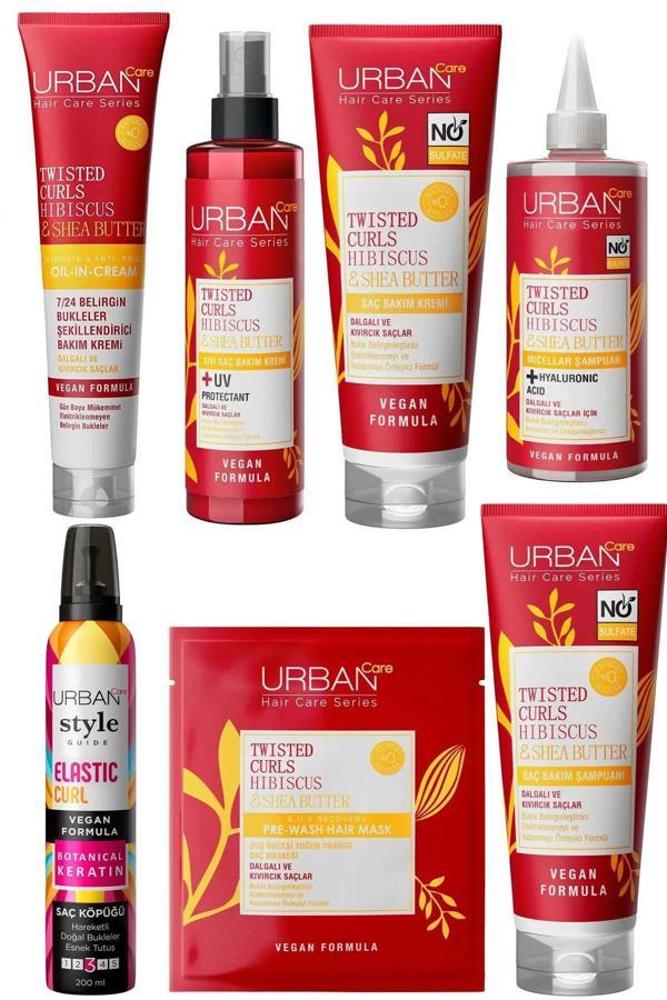 Urban Care Bukle Belirginleştirici Twisted Curl Hibiscus&Shea Butter Serisi Dalgalı Ve Kıvırcık Saçlar 7 Li Set - Image 1