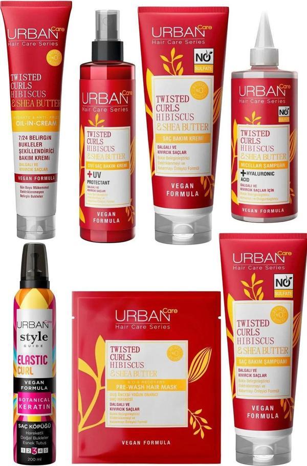 Urban Care Bukle Belirginleştirici Twisted Curl Hibiscus&Shea Butter Serisi Dalgalı Ve Kıvırcık Saçlar 7 Li Set - Image 1