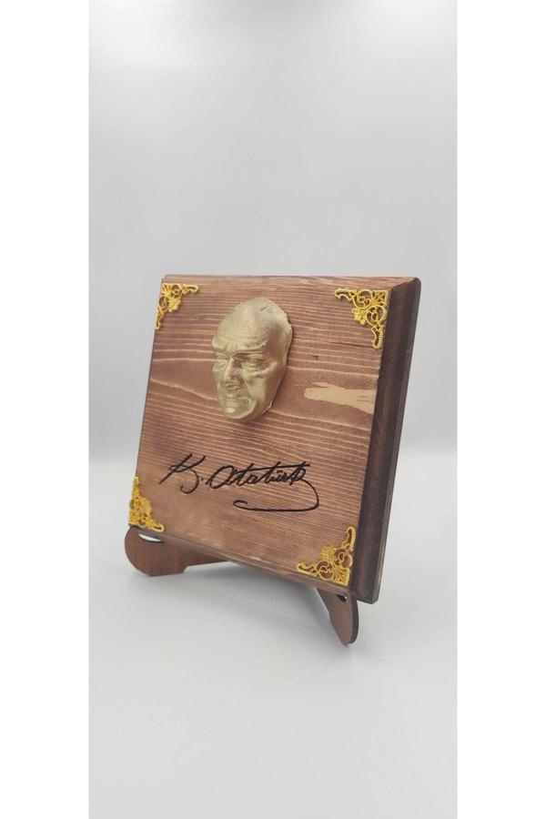 Andia Ulu Önder Mustafa Kemal Atatürk Mini Büst Masa Üstü Ahşap Taban - Image 1