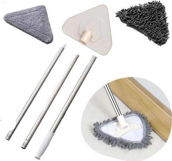 Teleskopik Saplı 150 cm Üçgen Mop Cam Duvar Tavan Fayans Parke Temizleyici Mop - Image 1