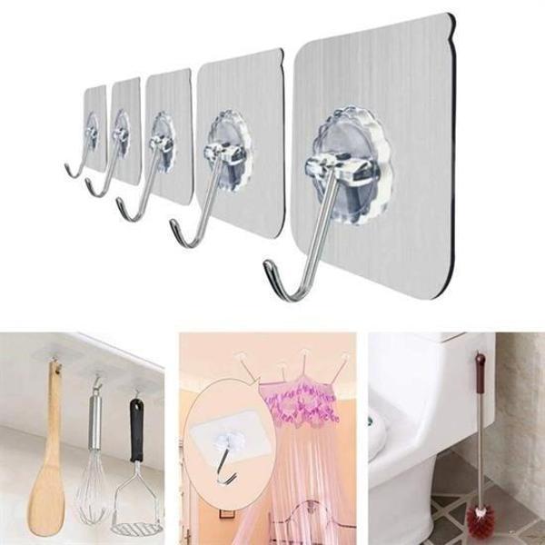 Süper Güçlü Yapışkanlı Suya Dayanıklı Şeffaf Askı 5li Set Yeniden Kullanılabilir Kancalar - Image 1