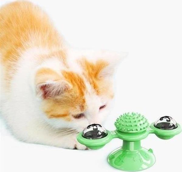 Pet Malzemeleri Vantuzlu Fırıldak Toplu Dönen Şeffaf Depo Tasarım İnteraktif Kedi Oyuncağı - Image 1