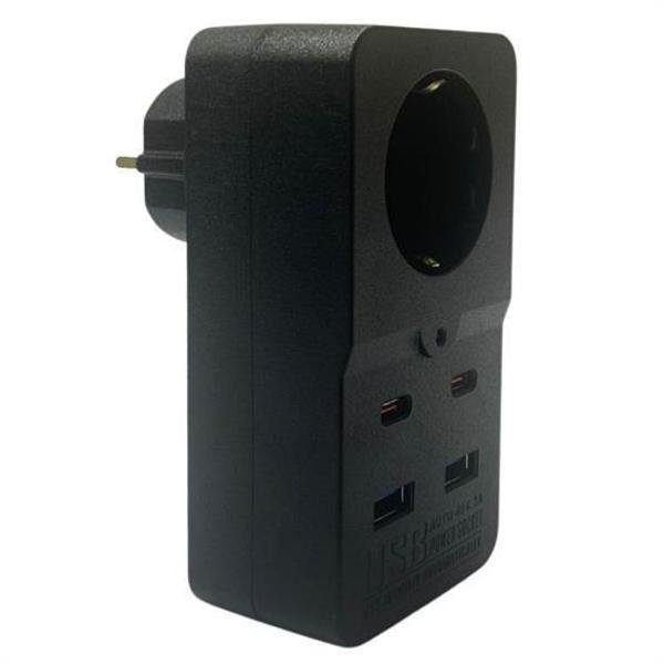 Isıya Dayanıklı Termal Akım Korumalı 1 Priz Girişli 2 USB Girişli 2 TYPE-C Girişli Pirz - Image 1