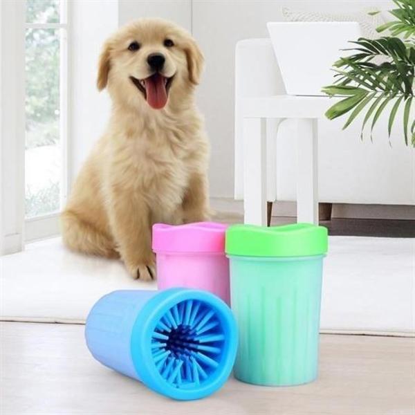 Silikon Jel Fırçalı Kedi Köpek Pati Ayak Yıkama Temizleme Kovası (Küçük) - Image 1