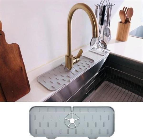 Lavabo İçin Silikon Esnek Mat Musluk Sapı Damlama Tutucu Raf Mutfak Tezgahı Sıçrama Koruma - Image 1