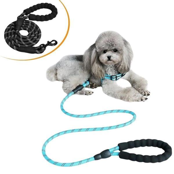 Reflektörlü Fosforlu Köpek Gezdirme Halatı Tasma Kayışı Metal Kancalı 130 cm - Image 1