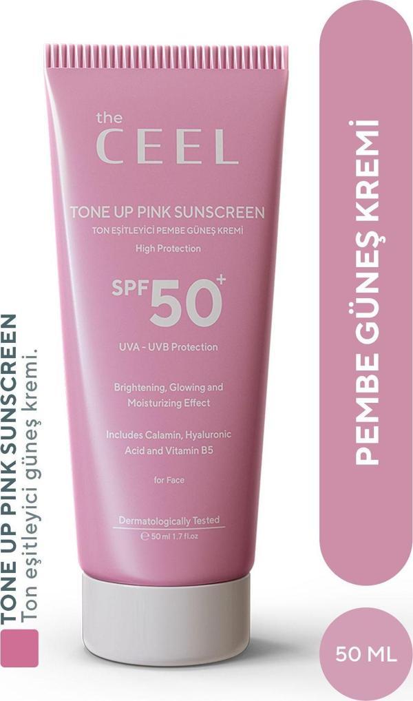 The Ceel Leke Karşıtı Ton Eşitleyen Spf 50+ Pembe Renkli Güneş Kremi Glutatyon, Hyaluronik Asit Etkili 50 Ml - Image 1
