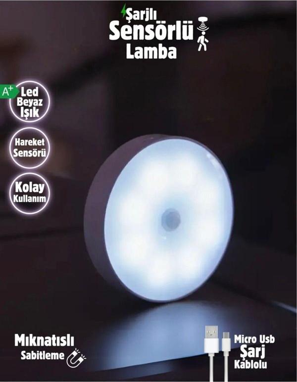 Volemi V-009 Hareket Sensörlü Led Lamba – Mıknatıslı & Şarjlı, Kablosuz Aydınlatma - Image 1