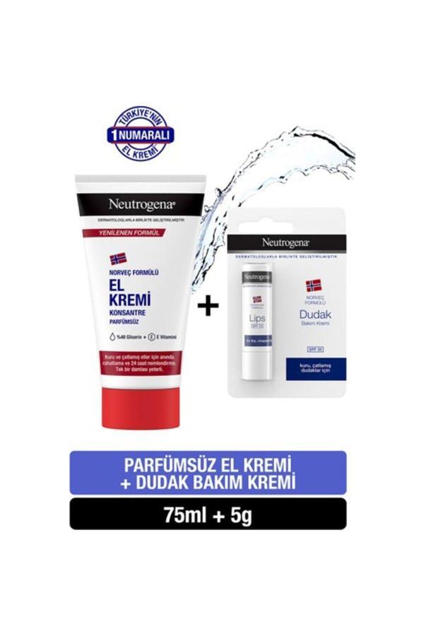 Neutrogena El Kremi Parfümsüz 75Ml Dudak Bakım Kremi Spf20 5Gr - Image 1