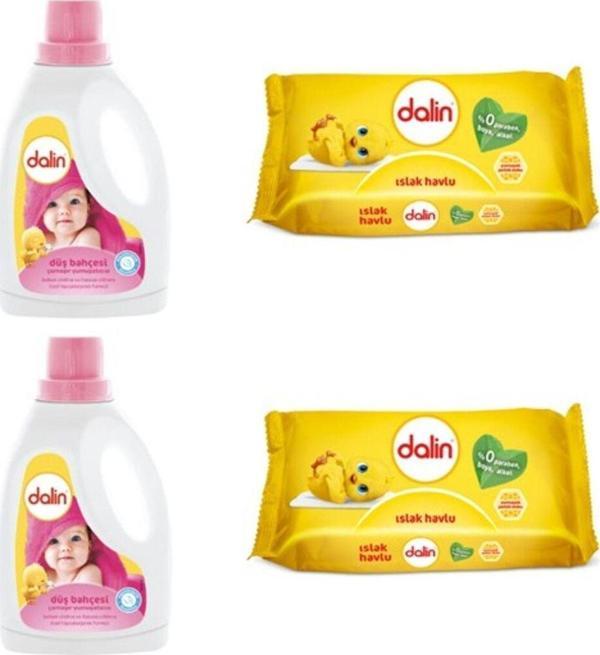 Dalin Çamaşır Yumuşatıcısı Düş Bahçesi 1500 Ml X2 + Islak Havlu 56 Yaprak X2 - Image 1