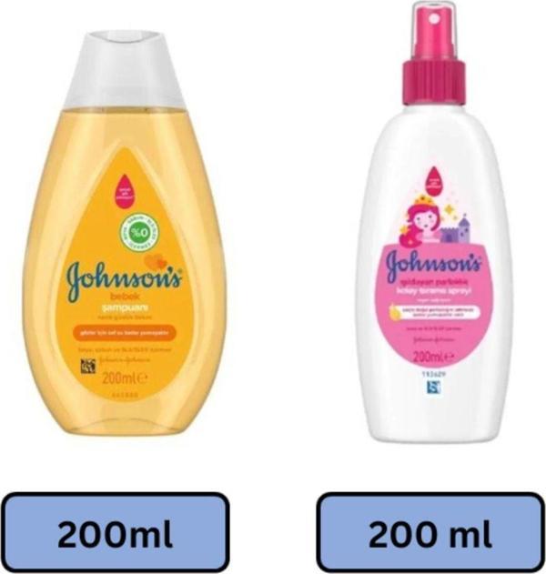 Johnson'S Bebek Şampuanı 200 Ml+Johnson'S Işıldayan Parlaklık Serisi Kolay Tarama Spreyi 200 Ml - Image 1