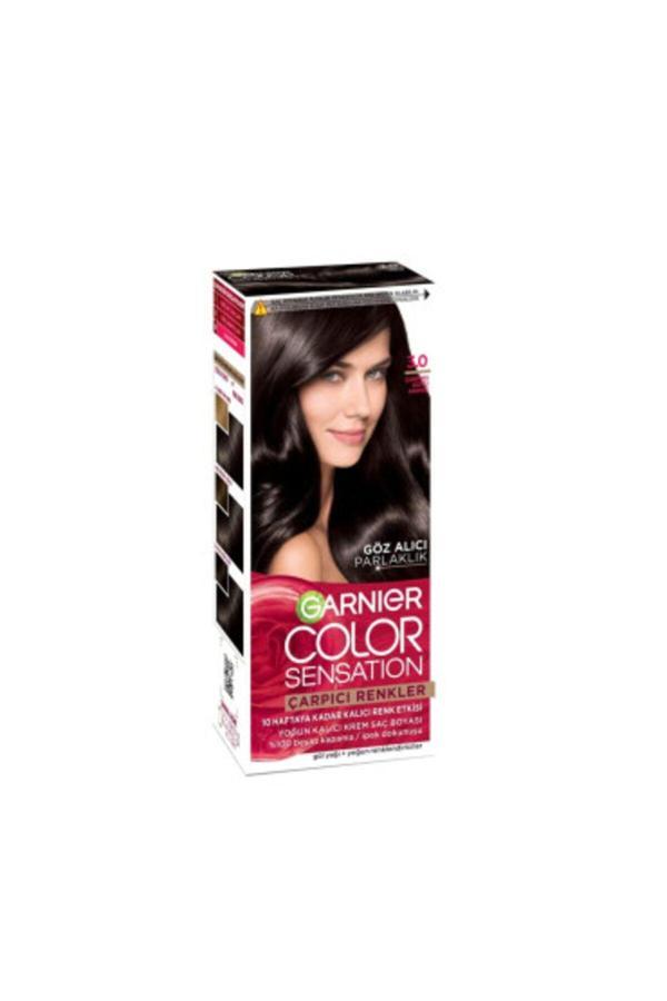 Garnier Color Sensation Çarpıcı Renkler Saç Boyası 3.0 Çarpıcı Koyu Kahve ( 1 Adet ) - Image 1