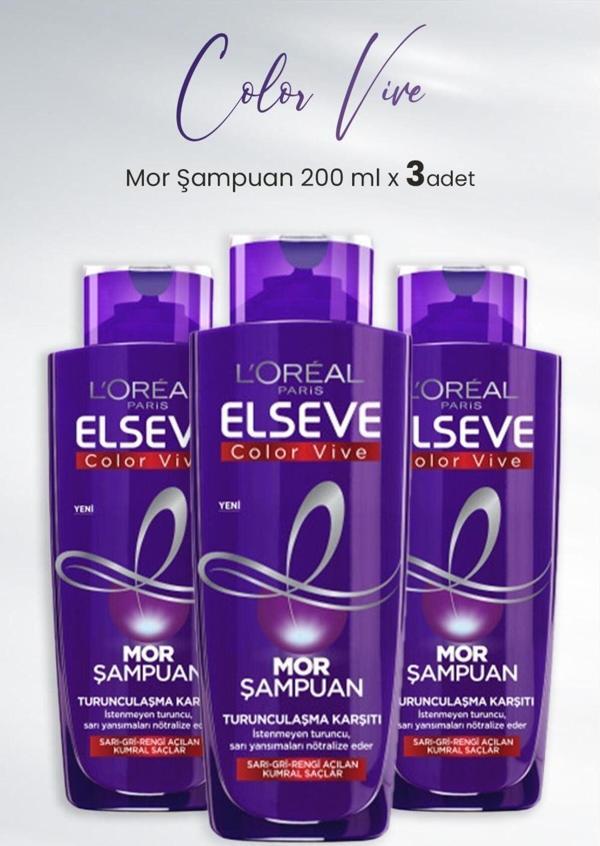 Elseve Color Vive Mor Şampuan Turunculaşma Karşıtı 200 Ml X 3 Adet - Image 1