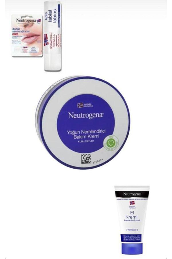 Neutrogena Norveç Formülü Yoğun Nemlendirici Bakım Kremi 200 Ml + Parfümlü El Kremi + Dudak Kremi - Image 1