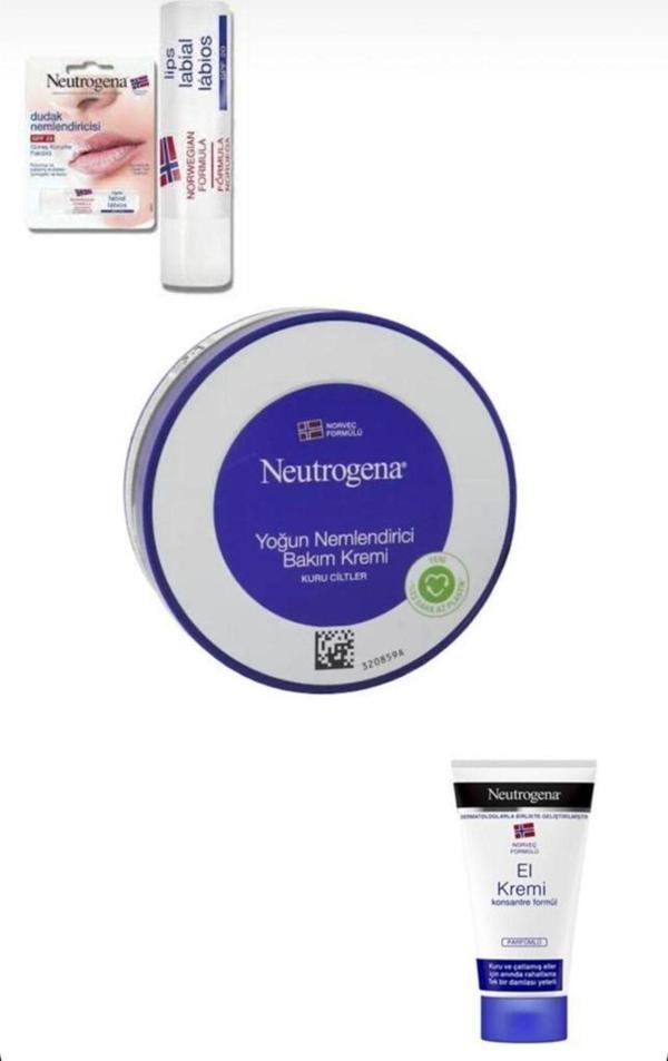 Neutrogena Norveç Formülü Yoğun Nemlendirici Bakım Kremi 200 Ml + Parfümlü El Kremi + Dudak Kremi - Image 1