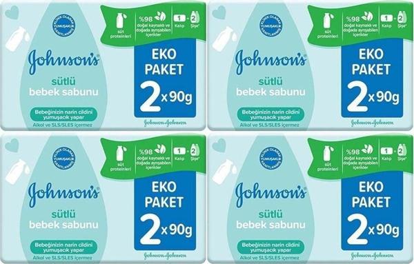 Johnson'S Johnsons Baby Bebek Sabunu 90Gr Sütlü 8 Li Set (4Pk*2) - Image 1