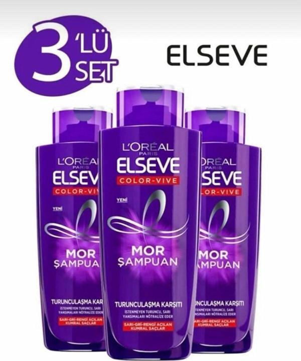 Elseve L’Oreal Paris Turunculaşma Karşıtı Mor Şampuan 200 Ml X 3 Adet - Image 1