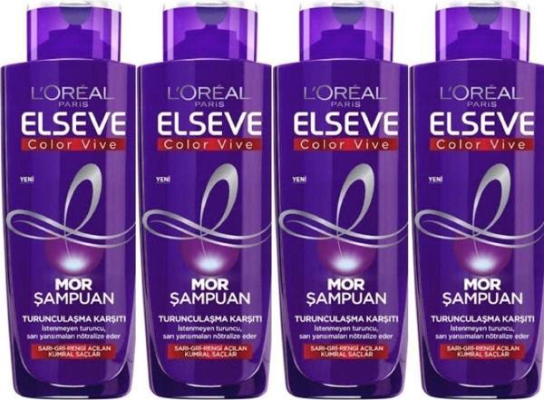 Elseve L’Oreal Paris Turunculaşma Karşıtı Mor Şampuan 200Ml X 4 Adet - Image 1