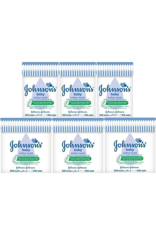 Johnson'S Johnsons Baby Kulak Temizleme Çubuğu 100 Adet + 200 Adet Toplam 900 Adet (Karma Set) - Image 1