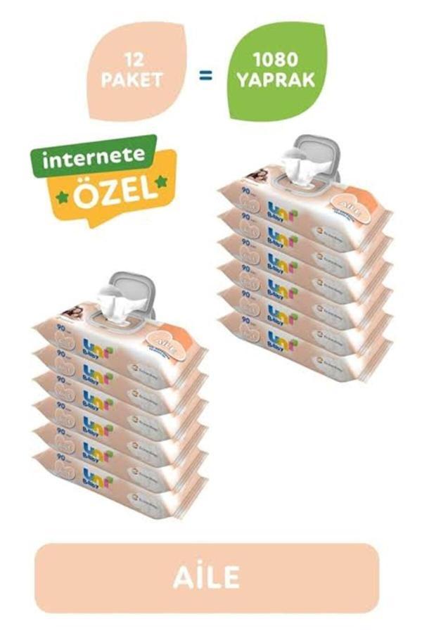 Uni Baby Aile Islak Mendil 12×90 Adet - Image 1