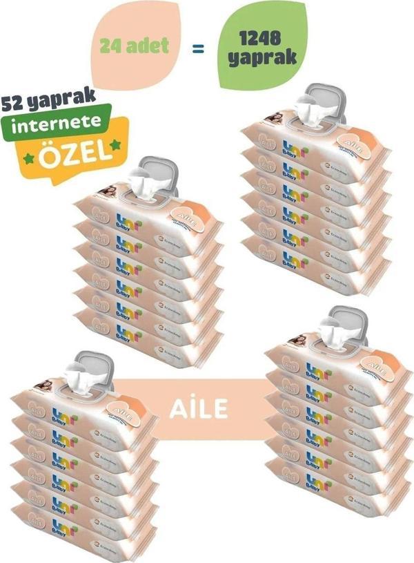 Uni Baby Aile Islak Mendil 24'Lü 1248 Yaprak - Image 1
