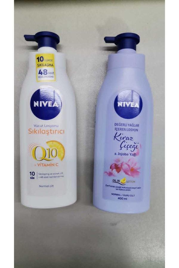 Nivea Q10 Sıkılaştırıcı Vücut Losyonu 400 Ml + Kiraz Çiçeği & Jojoba Yağı Pump Losyon - Image 1