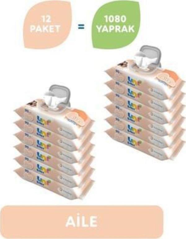 Uni Baby Aile Islak Mendil 90 Lı 12Adet - Image 1