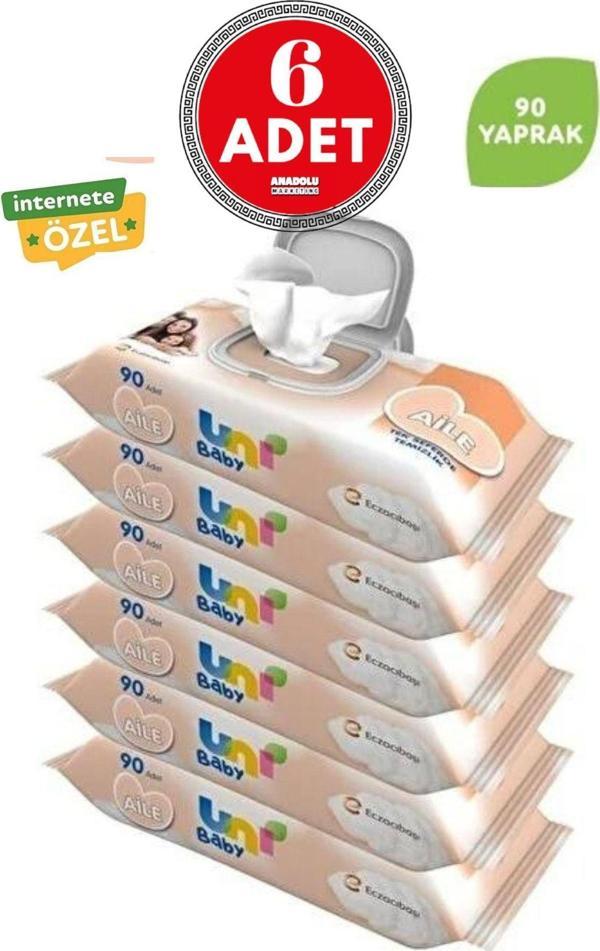 Uni Baby Aile Islak Mendil 90 Yaprak 6 Adet - Image 1