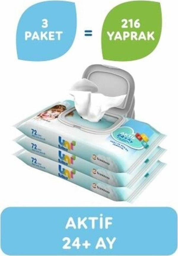 Uni Baby Aktif Bebek 3 Lü Islak Mendil 24+ Ay 3X52 Adet - Image 1