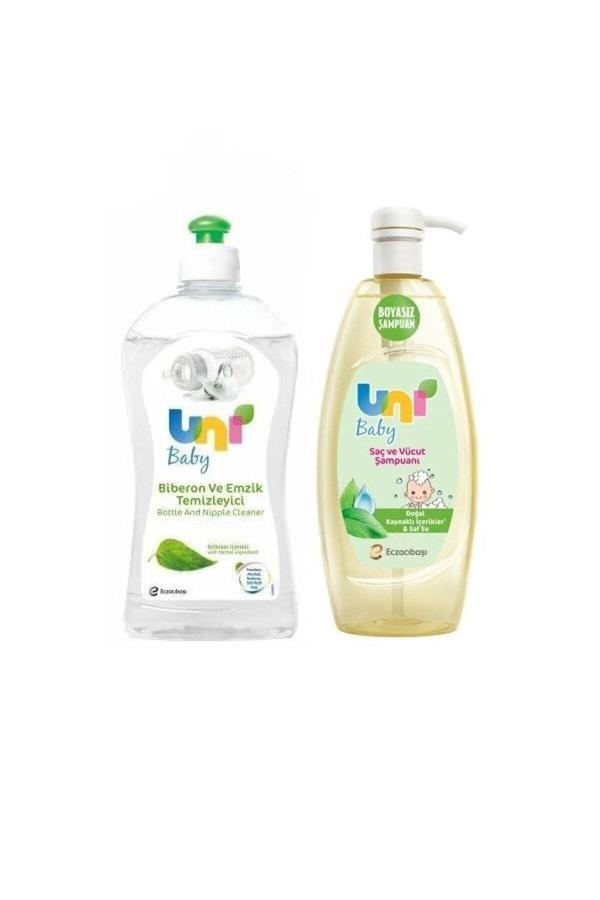 Uni Baby Paraben Içermeyen Biberon Emzik Temizleyici 500 Ml+Günlük Kullanıma Uygun Şampuan - Image 1
