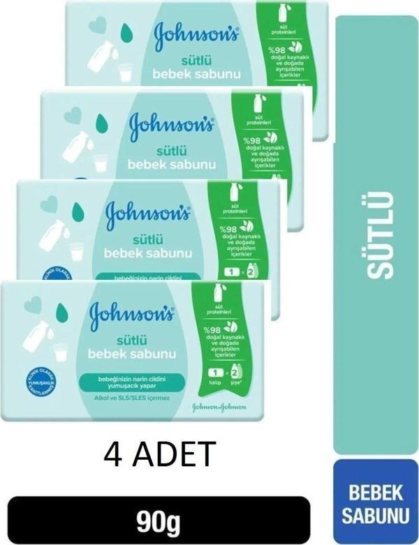 Johnson'S Sütlü Bebek Sabunu 90G X 4Adet, Alkolsüz - Image 1