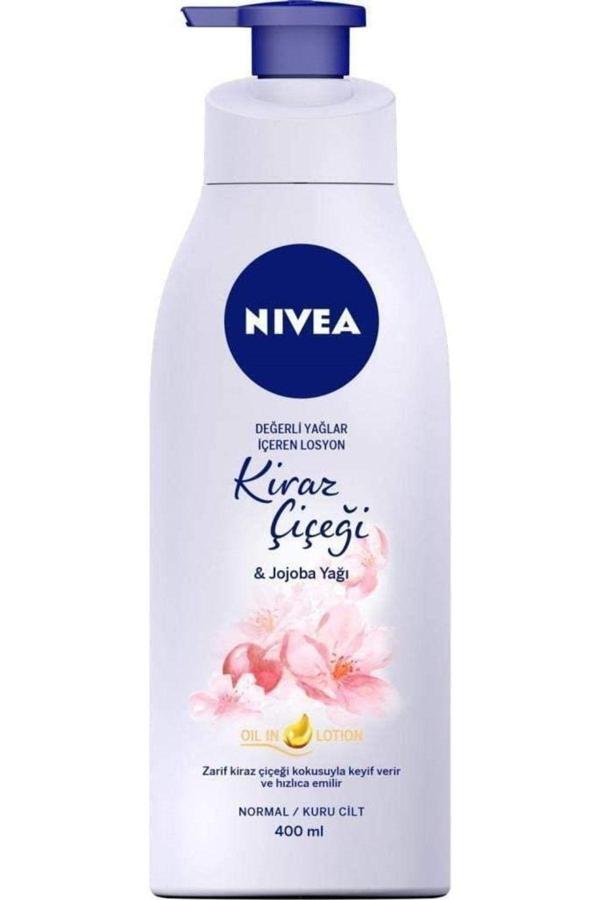 Nivea Değerli Yağlar Içeren Vücut Losyonu Kiraz Çiçeği & Jojoba Yağı ( 400Ml), Normal / Kuru Ciltler - Image 1