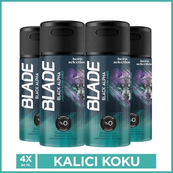 Blade Black Alpha Erkek Deodorant Seyahat Boy 4x90 Ml - Image 1
