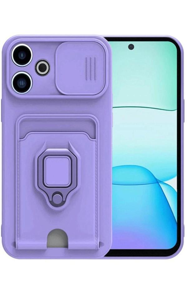 Xiaomi Redmi 13 4G Kılıf Zuma Kartvizitli Yüzüklü Silikon - Lila - Image 1