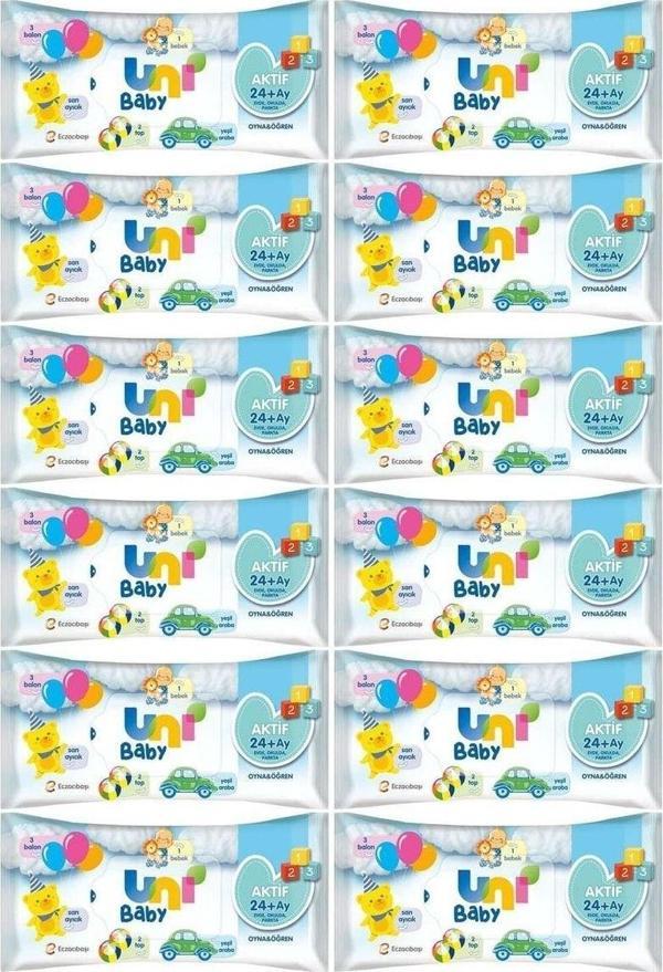 Uni Baby Aktif Oyna Öğren Islak Mendil 52'Li X 12 Adet - Image 1