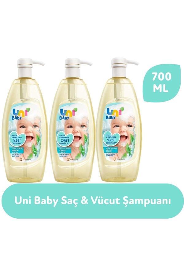 Uni Baby Saç Ve Vücut Şampuan 700 Ml Pompalı 3'Lü Set - Image 1