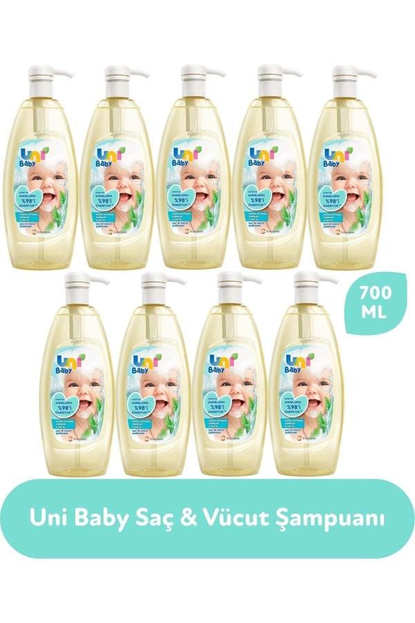 Uni Baby Saç Ve Vücut Şampuan 700Ml Pompalı 9 Lu Set - Image 1