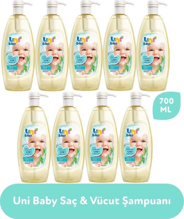 Uni Baby Saç Ve Vücut Şampuan 700Ml Pompalı 9 Lu Set - Image 1