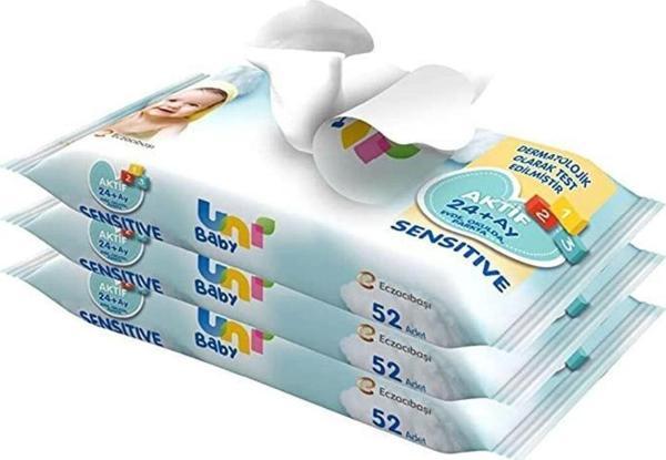 Uni Baby Aktif Sensitive Islak Mendil 3Lü Paket - Image 1