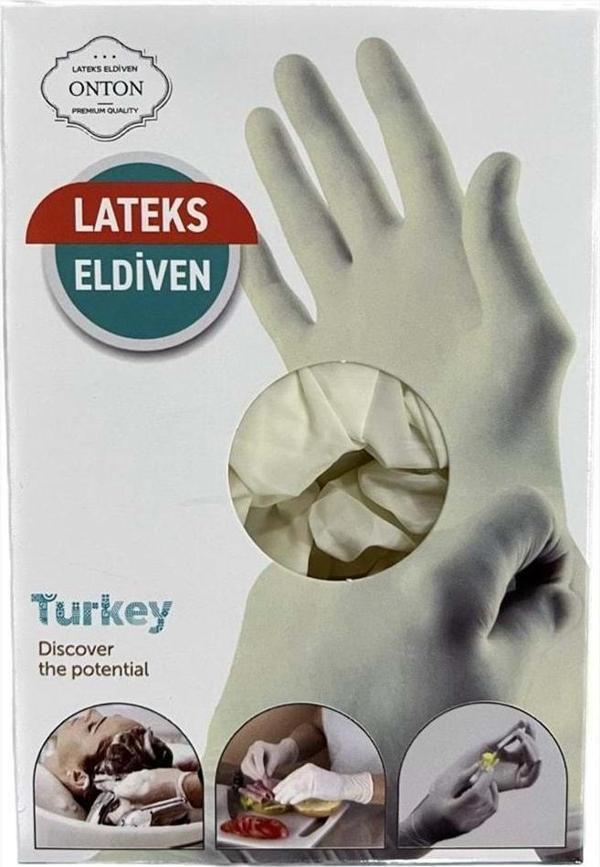 Onton Çok Amaçlı Latex Eldiven 1 Koli (72 Paket x 6 Adet). Muayene, Ameliyat Eldiveni - Image 1