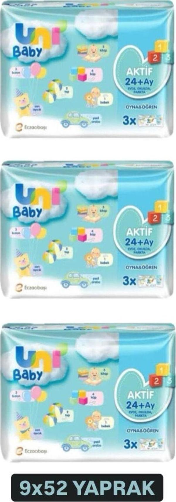 Uni Baby Bebek Islak Mendil Aktif 24+ Ay 468Yaprak (9X52) Yapışkan Kapaklı - Image 1