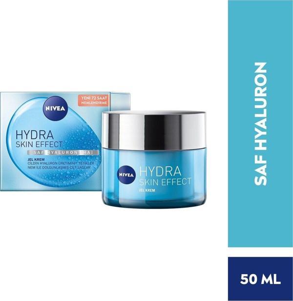 Nivea Hydra Skin Effect Nemlendirici Jel Krem 50Ml, Saf Hyaluron, 72 Saat Yüz Nemlendirme, Dolgun Ci - Image 1