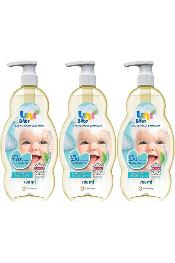 Uni Baby Bebek Saç Ve Vücut Şampuanı 700Ml Klasik (Pompalı) (3 Lü Set) - Image 1