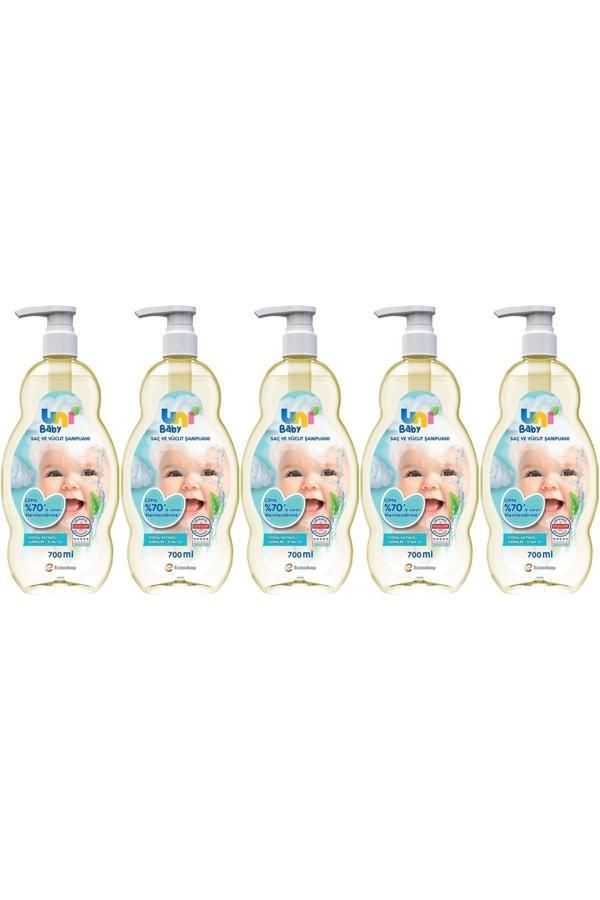 Uni Baby Bebek Saç Ve Vücut Şampuanı 700Ml Klasik (Pompalı) (5 Li Set) - Image 1