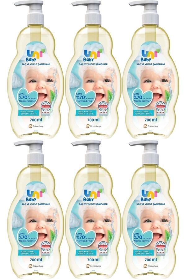 Uni Baby Bebek Saç Ve Vücut Şampuanı 700Ml Klasik (Pompalı) (6 Lı Set) - Image 1