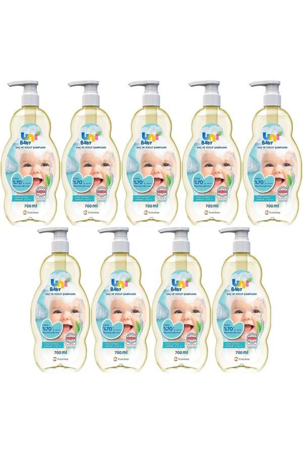 Uni Baby Bebek Saç Ve Vücut Şampuanı 700Ml Klasik (Pompalı) (9 Lu Set) - Image 1
